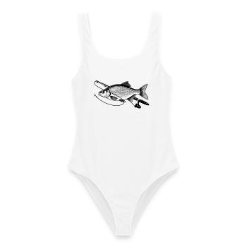 Brasse Fisch angeln mit Rute Petri Heil - Frauen Badeanzug - Weiß - Vorne - AI Model Female 172 dark (172cm)