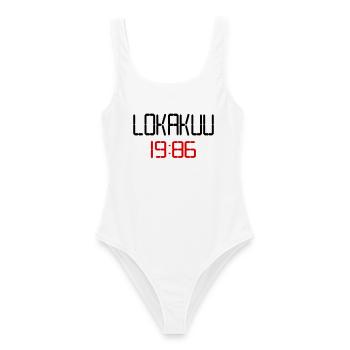 Suomi, syntymäpäivä 1986 Lokakuu - Frauen Badeanzug - Weiß - Vorne - AI Model Female 172 dark (172cm)