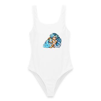 Wassermann Sternzeichen Kawaii - Frauen Badeanzug - Weiß - Vorne - AI Model Female 172 dark (172cm)