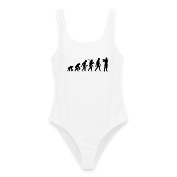 Querflöten Evolution Für Flötisten - Frauen Badeanzug - Weiß - Vorne - AI Model Female 172 dark (172cm)