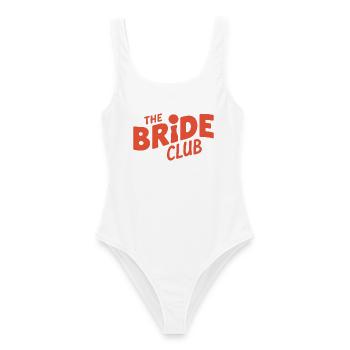 The Brides' Club Hochzeits-Junggesellinnenabschiedsmädchen - Frauen Badeanzug - Weiß - Vorne - AI Model Female 172 dark (172cm)