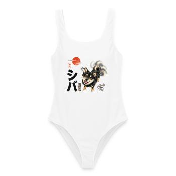 Shiba Inu – Japanischer Hund im Vintage-Stil - Frauen Badeanzug - Weiß - Vorne - AI Model Female 172 dark (172cm)