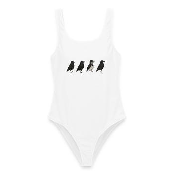 Pigeon Imposter – Crow Disguise Meme - Frauen Badeanzug - Weiß - Vorne - AI Model Female 172 dark (172cm)