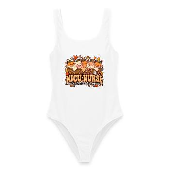 NICU-Nurse: Die kleinsten Kürbchen - Frauen Badeanzug - Weiß - Vorne - AI Model Female 172 dark (172cm)
