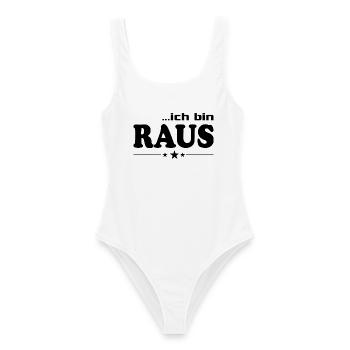 Ich bin raus T-Shirt-Sprüche Fun lustig Weg - Frauen Badeanzug - Weiß - Vorne - AI Model Female 172 dark (172cm)