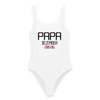 Geburt Baby Papa, Dezember 2026 - Frauen Badeanzug - Weiß - Vorne - AI Model Female 172 dark (172cm)