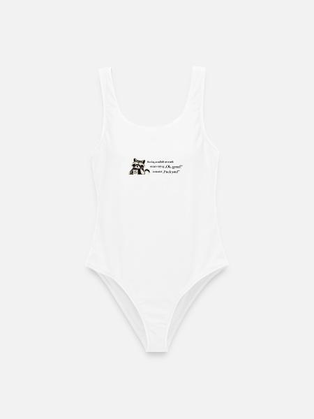 Okay Great statt Fuck You – Waschbär Bürohumor - Frauen Badeanzug - Weiß