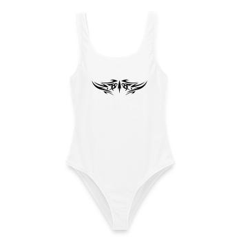Grand ornement tribal en tatouage. - Maillot de bain femme - blanc - Devant - AI Model Female 172 dark (172cm)