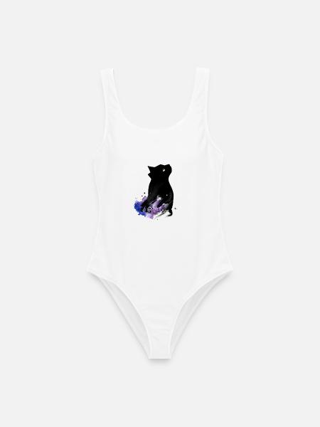 Black Cat - Frauen Badeanzug - Weiß