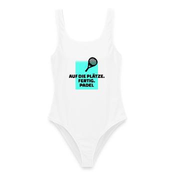 Aufschlag Padel-Tennis Spieler Statement Schläger - Frauen Badeanzug - Weiß - Vorne - AI Model Female 172 dark (172cm)