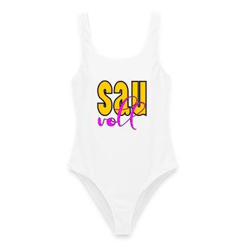 PARTY SPRUCH SAUVOLL - Frauen Badeanzug - Weiß - Vorne - AI Model Female 172 dark (172cm)