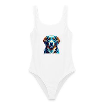Retriever Hund Rasse Bunt Karikatur Kawaii - Frauen Badeanzug - Weiß - Vorne - AI Model Female 172 dark (172cm)