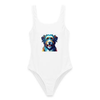 Pyrenäenschäferhund Hunderasse Karikatur Kawaii - Frauen Badeanzug - Weiß - Vorne - AI Model Female 172 dark (172cm)