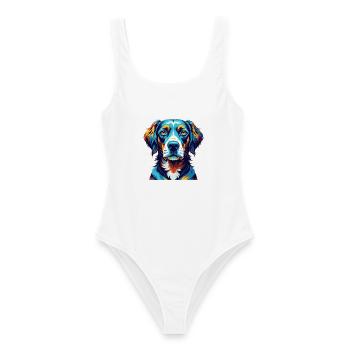 Vieux chien d’arrêt danois race dessin animé Kawaii - Maillot de bain femme - blanc - Devant - AI Model Female 172 dark (172cm)