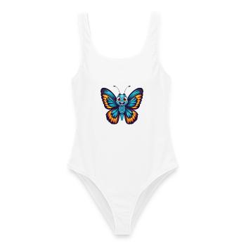 papillon coloré kawaii dessin animé personnage animal de compagnie - Maillot de bain femme - blanc - Devant - AI Model Female 172 dark (172cm)