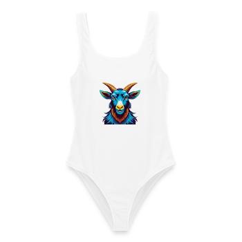 Chèvre coloré Kawaii Dessin animé Personnage Clipart - Maillot de bain femme - blanc - Devant - AI Model Female 172 dark (172cm)