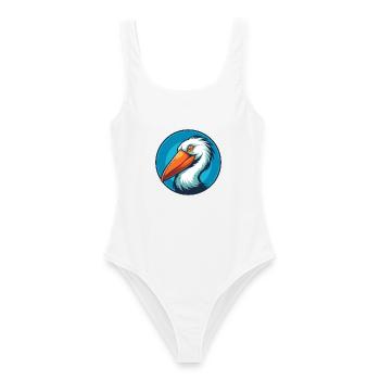 Pélican mignon drôle Kawaii dessin animé Animal Animal Logo - Maillot de bain femme - blanc - Devant - AI Model Female 172 dark (172cm)