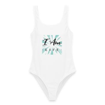 Ich bin das Leben - Frauen Badeanzug - Weiß - Vorne - AI Model Female 172 dark (172cm)