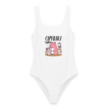 Capybara détendu avec des amis - Maillot de bain femme - blanc - Devant - AI Model Female 172 dark (172cm)