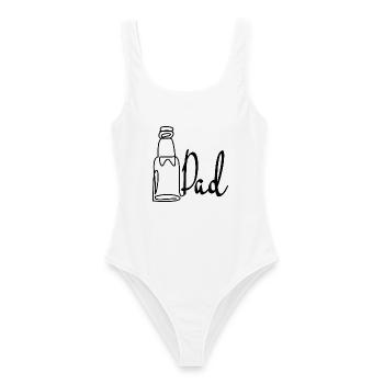 Line Art Papa Bière Fête des Pères - Maillot de bain femme - blanc - Devant - AI Model Female 172 dark (172cm)