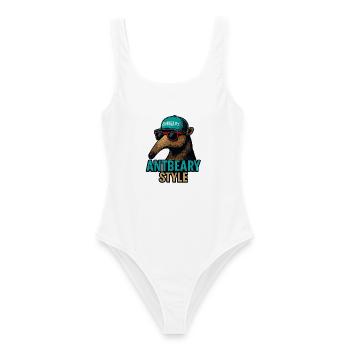 Dessin animé de Fourmilier style Antbeary - Maillot de bain femme - blanc - Devant - AI Model Female 172 dark (172cm)