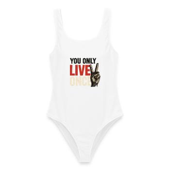 On ne vit qu’une fois vintage - Maillot de bain femme - blanc - Devant - AI Model Female 172 dark (172cm)