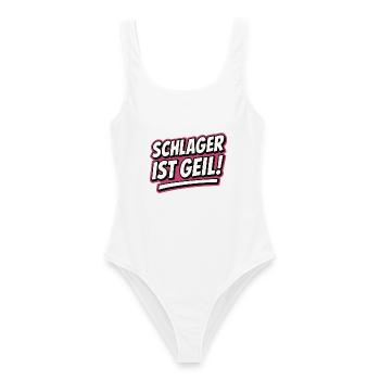 Schlager ist geil Schlagerparty Fan - Frauen Badeanzug - Weiß - Vorne - AI Model Female 172 dark (172cm)