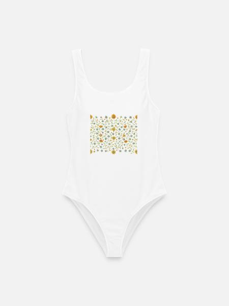 Persisches Mandala Muster – Golden Minimalistisch - Frauen Badeanzug - Weiß