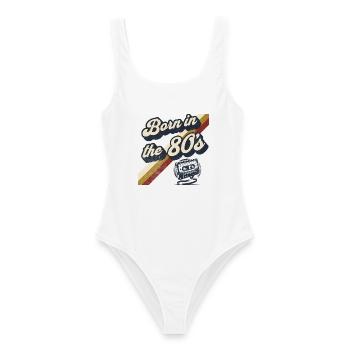 Born in the 80s Retro Kassette Vintage - Frauen Badeanzug - Weiß - Vorne - AI Model Female 172 dark (172cm)