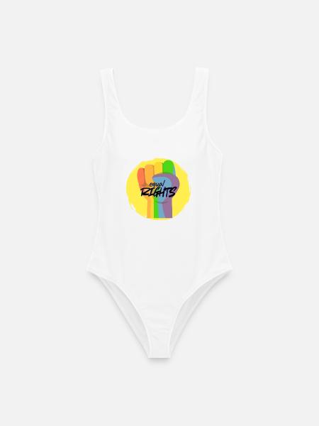 Regenbogenfaust Pride Gleichberechtigung - Frauen Badeanzug - Weiß
