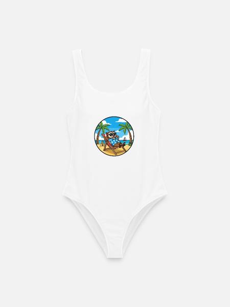 Coole Eulenstrandurlaub-Sommervibes - Frauen Badeanzug - Weiß