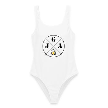 Bière pour enterrement de vie de garçon (symbole de cercle pour enterrement de vie de garçon POS2C) - Maillot de bain femme - blanc - Devant - AI Model Female 172 dark (172cm)