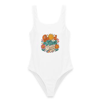 Good Vibe's einziges Retro-Floral - Frauen Badeanzug - Weiß - Vorne - AI Model Female 172 dark (172cm)