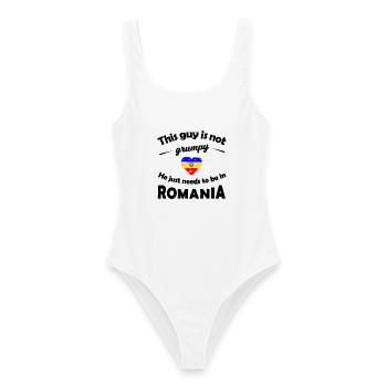 Buntes Romania Fanshirt - Frauen Badeanzug - Weiß - Vorne - AI Model Female 172 dark (172cm)