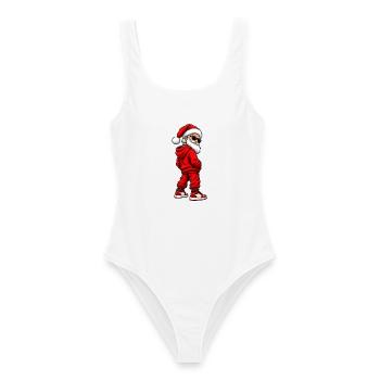 Gangster Weihnachtsmann im Streetwear Look - Frauen Badeanzug - Weiß - Vorne - AI Model Female 172 dark (172cm)
