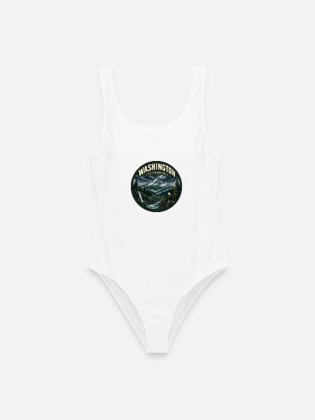 Washington Evergreen State Vintage Eagle Abzeichen - Frauen Badeanzug - Weiß