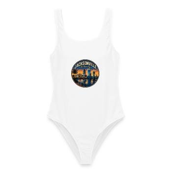 Jacksonville Das River City Vintage-Palmenabzeichen - Frauen Badeanzug - Weiß - Vorne - AI Model Female 172 dark (172cm)