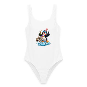 Ganz dünnes Eis Party-Pinguin - Frauen Badeanzug - Weiß - Vorne - AI Model Female 172 dark (172cm)