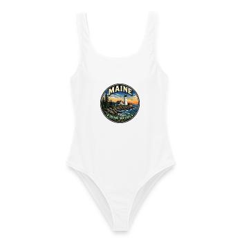 Maine The Pine Tree State Retro Leuchtturmabzeichen - Frauen Badeanzug - Weiß - Vorne - AI Model Female 172 dark (172cm)