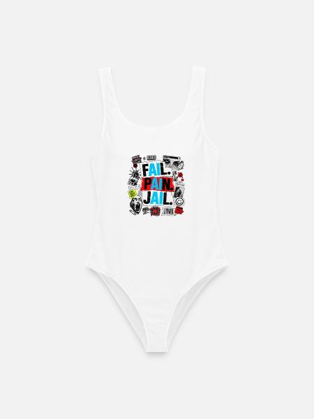 AI Grunge-Glitch-Tee - Frauen Badeanzug - Weiß