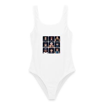 Pixel Gangster Ensemble - Frauen Badeanzug - Weiß - Vorne - AI Model Female 172 dark (172cm)