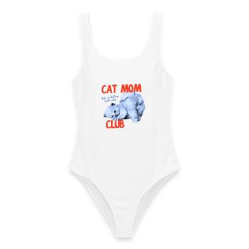 Cat Mom Club - Frauen Badeanzug - Weiß - Vorne - AI Model Female 172 dark (172cm)