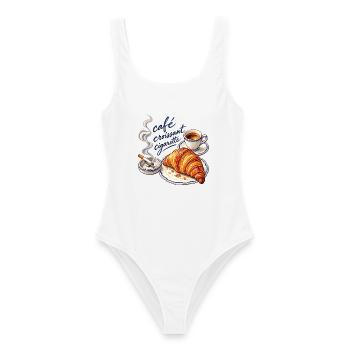 Café Croissant - Frauen Badeanzug - Weiß - Vorne - AI Model Female 172 dark (172cm)