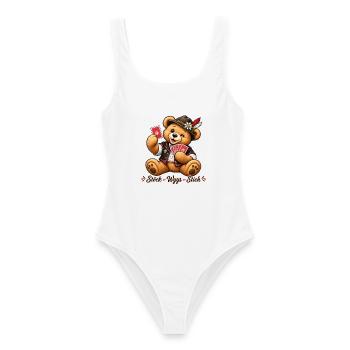 Für Jasserinnen & Jasser - Teddy Stöck Wyys Stich - Frauen Badeanzug - Weiß - Vorne - AI Model Female 172 dark (172cm)