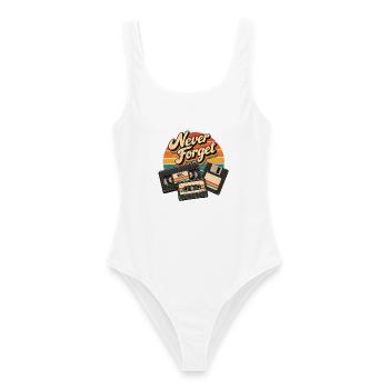 Vergiss niemals das alte Vintage-Retro-Nostalgie-Shirt - Frauen Badeanzug - Weiß - Vorne - AI Model Female 172 dark (172cm)