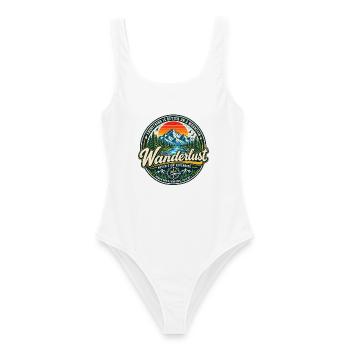 Vintage Mountain Hiking T-Shirt Wanderlust Tee - Frauen Badeanzug - Weiß - Vorne - AI Model Female 172 dark (172cm)