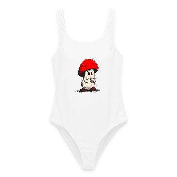 Angry mushroom - Frauen Badeanzug - Weiß - Vorne - AI Model Female 172 dark (172cm)