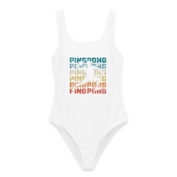 Retro Tischtennispieler Für Ping-Pong Profis - Frauen Badeanzug - Weiß - Vorne - AI Model Female 172 dark (172cm)