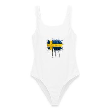 Graffiti sweden flag - Frauen Badeanzug - Weiß - Vorne - AI Model Female 172 dark (172cm)