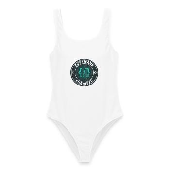 Software Engineer Binärcode-Badge-Geschenk - Frauen Badeanzug - Weiß - Vorne - AI Model Female 172 dark (172cm)